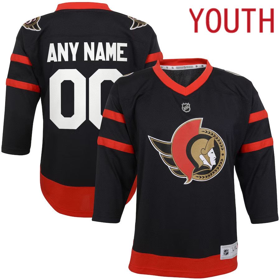 Youth Ottawa Senators Black Home Replica Custom NHL Jersey->customized nhl jersey->Custom Jersey